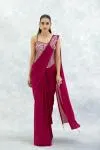 Hot Pink Tissue Drape Saree