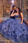 Organza geometrical Smokey Blue Lehenga 