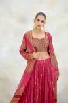 Cerise Pink Chiffon Lehenga Set