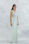 Ash Blue Lycra Net Drape Saree