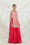 Coral Pink Georgette Sharara Set