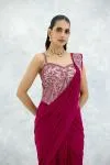 Hot Pink Tissue Drape Saree