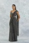 Charcoal Grey Net Drape Saree