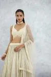 Beige Banarasi Silk Lehenga Set