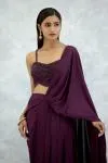 Wine Lycra Drape Saree