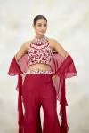 Cherry Maroon Silk Sharara Set