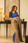 Black and cobalt blue Banarasi silk saree