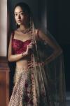 Gold Tissue Net Lehenga Set