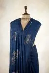 Midnight Blue Tussar Slik Saree