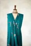 Teal Green Tussar Slik Saree