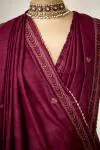 Wine Tussar Slik Saree