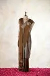 Silver & Burnished Brown Tissue Silk Saree