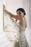 Aqua Tissue Net Lehenga Set