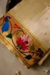 Ivory Gold Paithani Slik Saree