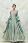 Powder Blue Banarasi Silk Anarkali Set