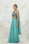 Teal Georgette Sharara Set