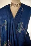 Midnight Blue Tussar Slik Saree