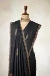 Black Tussar Slik Saree