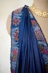 Navy Blue Tussar Silk Saree