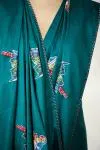Teal Green Tussar Slik Saree