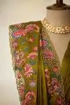 Henna Green Tussar Slik Saree