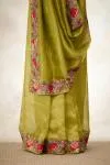 Olive Green Tissue Silk Saree
