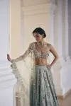 Aqua Tissue Net Lehenga Set