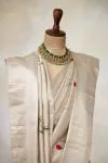 Ivory Kanjivaram Slik Saree