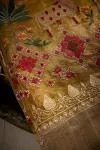 Lime Gold Tissue Silk Saree