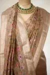 Champagne Brown Tissue Silk Saree