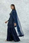 Ink Blue Georgette Sharara Set