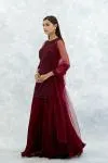 Garnet Red Georgette Sharara Set