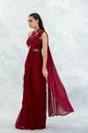Deep Red Gerorgette Drape Saree