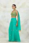 Turquoise Georgette Sharara Set
