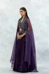Dark Purple Chiffon Lehenga Set