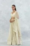Beige Banarasi Silk Lehenga Set