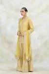 Yellow Georgette Sharara Set