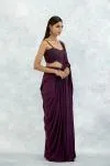 Wine Lycra Drape Saree