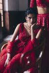 Cherry Red Organza Sharara Set