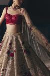 Gold Tissue Net Lehenga Set