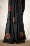 Black Tussar Slik Saree