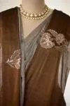Silver & Burnished Brown Tissue Silk Saree
