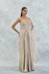Champagne Gold Draped Georgette Gown