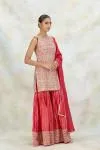 Coral Silk Garara Set
