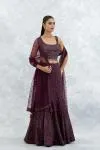Wine Georgette Lehenga Set
