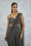 Charcoal Grey Net Drape Saree