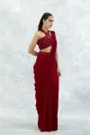 Deep Red Gerorgette Drape Saree