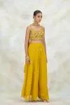 Mustard Georgette Sharara Set