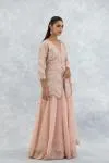Soft Peach Organza Sharara Set