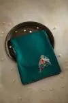 Teal Green Tussar Slik Saree